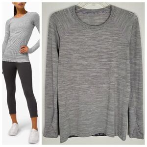 Lululemon Size 8 Swiftly Tech Long Sleeve 2.0 Top Wee Are From Space White Black